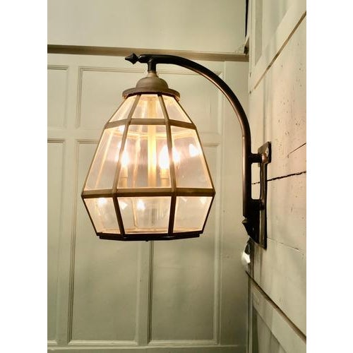Black Large Octagonal Painted Brass Wall Lanterns, 1960, Set of 2 For Sale - Image 8 of 9