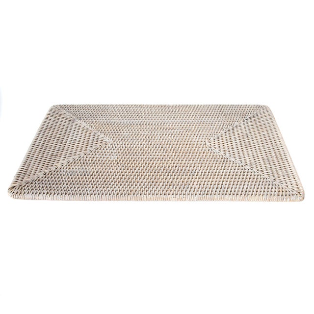 Artifacts Rattan Rectangular Placemat, White Wash, 20" For Sale