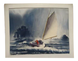 Irv Wyner: Sailing in a Squall, Watercolor Painting