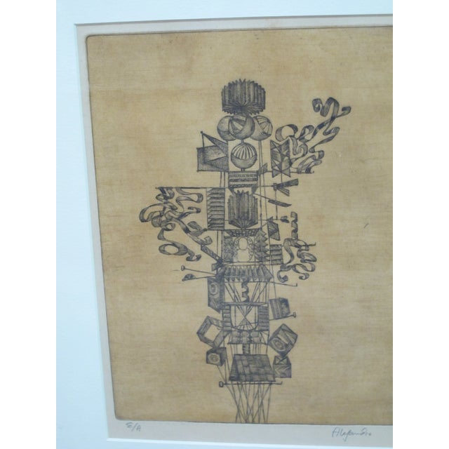 Jose Ramon Alejandro (Cuban master, Havana, 1943) signed original Artist Proof Etching. Surrealist, abstract industrial,...