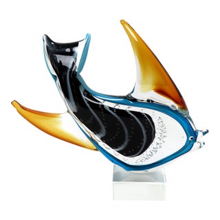 Large Size Late 20th Century Hand Blown Italian Art Glass Fish Sculpture For Sale