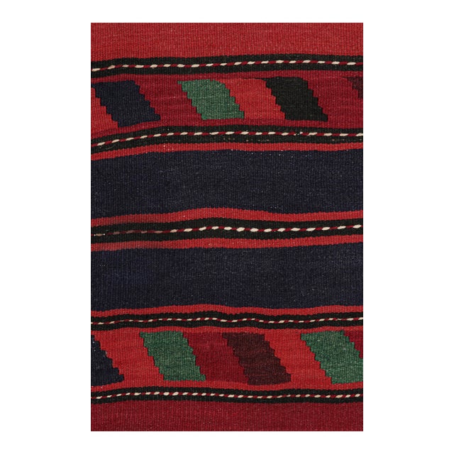 Persian Vintage Persian Bidjar Kilim in Red, Blue and Green Geometric Patterns by Rug & Kilim For Sale - Image 3 of 7