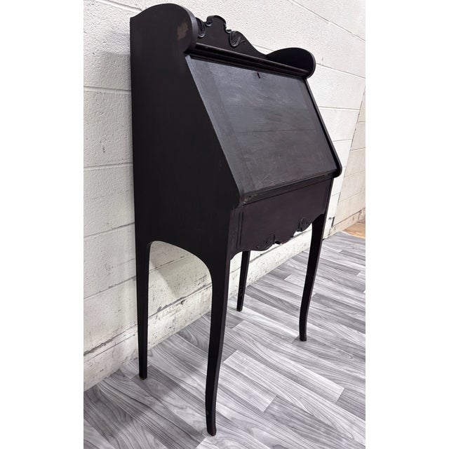 19th Century Antique Victorian Petite Secretary Desk With Storage and Key For Sale - Image 5 of 14