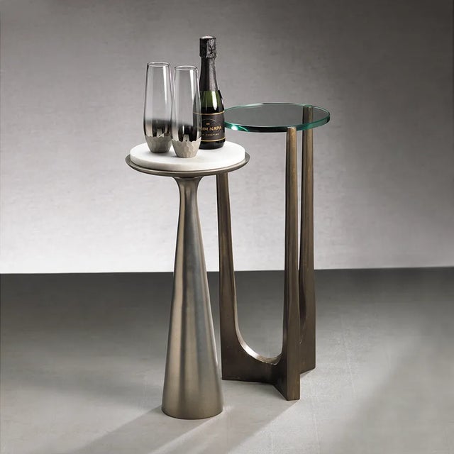 21" High Cortina Drink Table with Glass Top For Sale - Image 4 of 4