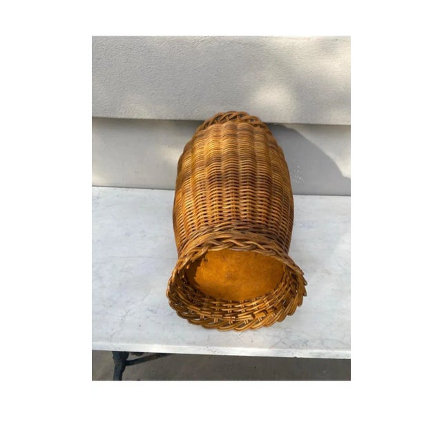 Large French Mid-Century Wicker Vase For Sale In Austin - Image 6 of 6
