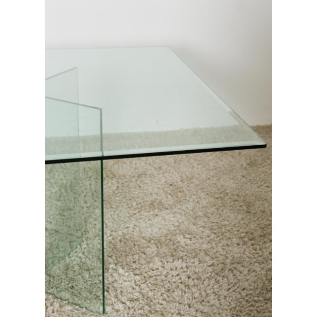 Postmodern Vintage Modern Glass & Brass Double Pedestal Dining Table Attributed to Pace Collection For Sale - Image 3 of 5