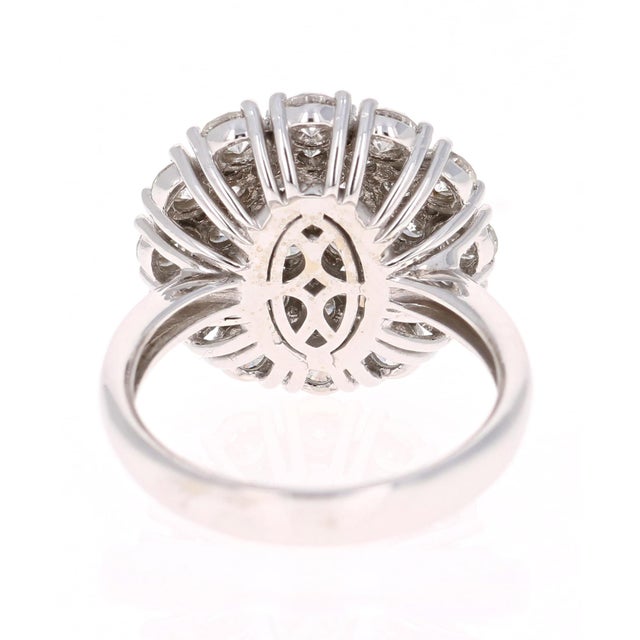 2.67 Carat Diamond Cocktail 14 Karat White Gold Ring, Size 6.5 For Sale In Los Angeles - Image 6 of 7
