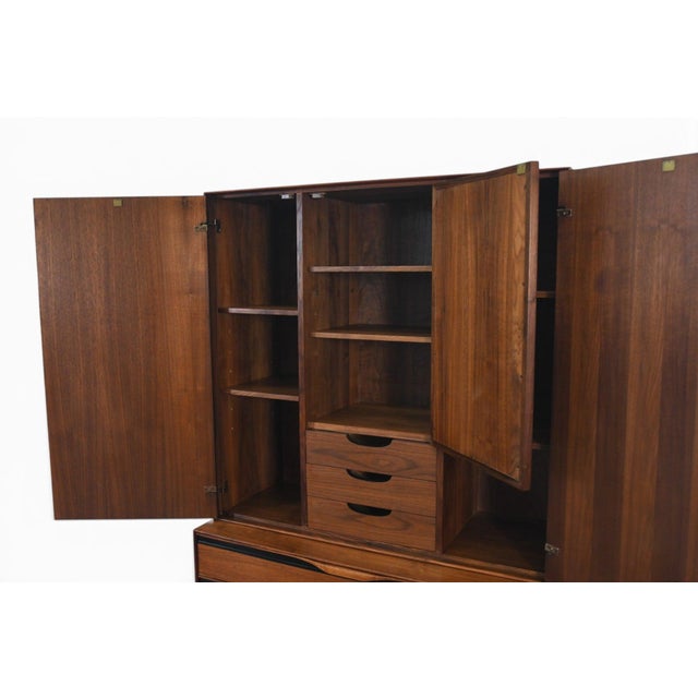 Wood Mid 20th Century John Kapel Tall Dresser / Wardrobe in Walnut For Sale - Image 7 of 14