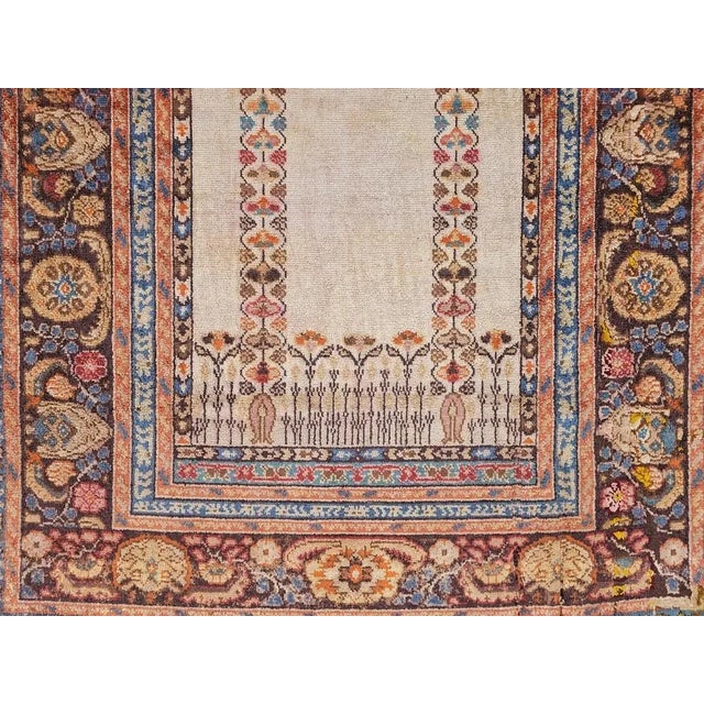 Textile Antique Western Anatolian Silk Prayer Rug, Turkey, 1930s For Sale - Image 7 of 13