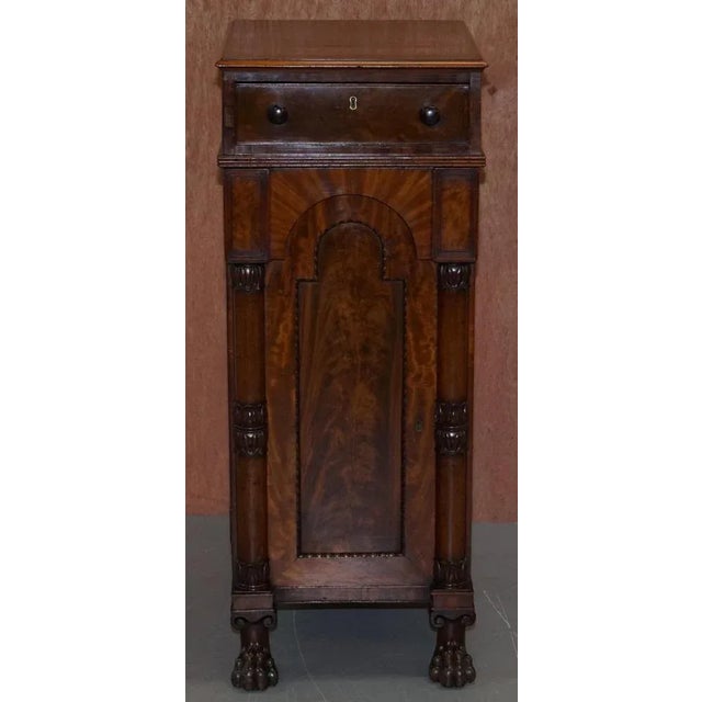 Large William IV Flamed Hardwood Side Cabinets with Campaign Drawers, 1830s, Set of 2 For Sale - Image 3 of 18