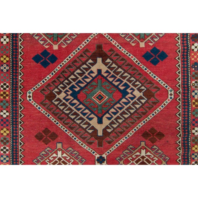 Textile 1910 Antique Caucasian Kuba Medallion Geometric Wool Hand-Knotted Rugs - 4'6" X 7' For Sale - Image 7 of 10