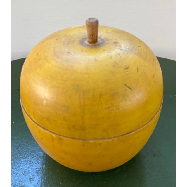 Antique Early 20th Century Paint Decorated Carved Wood Yellow Golden Apple Box For Sale - Image 12 of 12