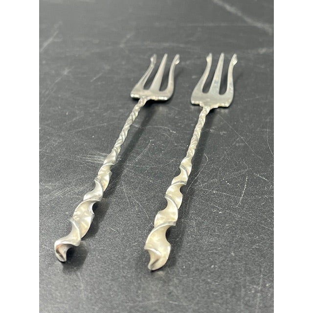 Antique Whiting & Co. Sterling Siver Fish Forks- a Pair For Sale - Image 9 of 12