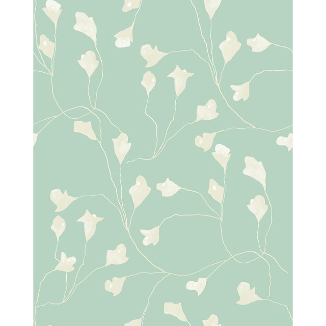 Contemporary Sample - Wild Iris Wallpaper by Susan Hable in Green For Sale - Image 3 of 3
