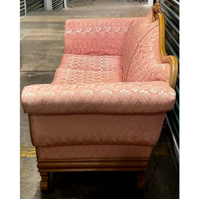 Pink Louis XV Pink Damask Sofa For Sale - Image 8 of 12