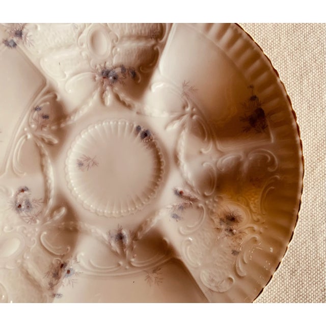 Handpainted French Porcelain Oyster Plate - 19th Century Elegance For Sale - Image 10 of 12