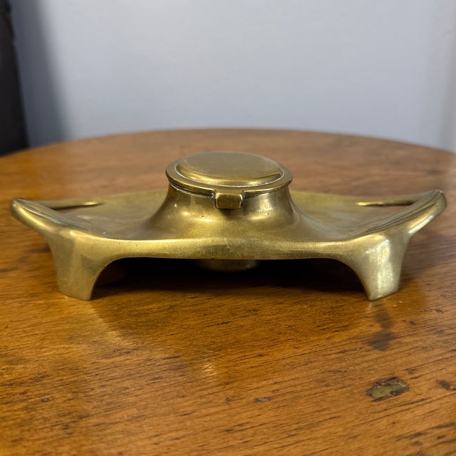 Metal Antique Brass Ink Well For Sale - Image 7 of 8