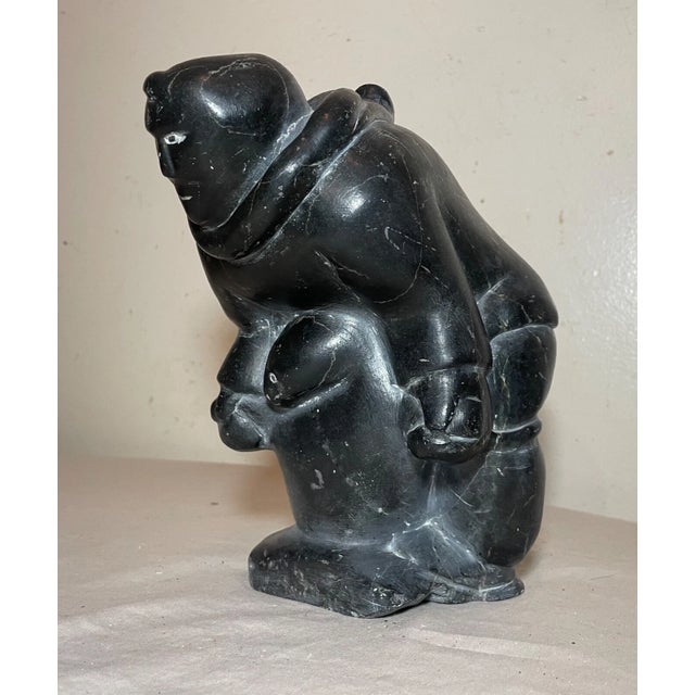 Big Antique Carved Annie Soapstone Canadian Figural Eskimo Seal Sculpture Inuit For Sale In New York - Image 6 of 10