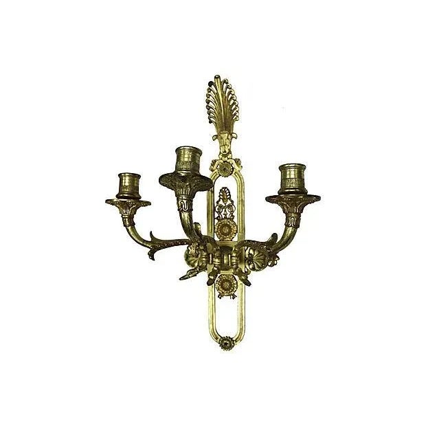 1920s Heavy French Brass Wall Sconce For Sale - Image 4 of 4