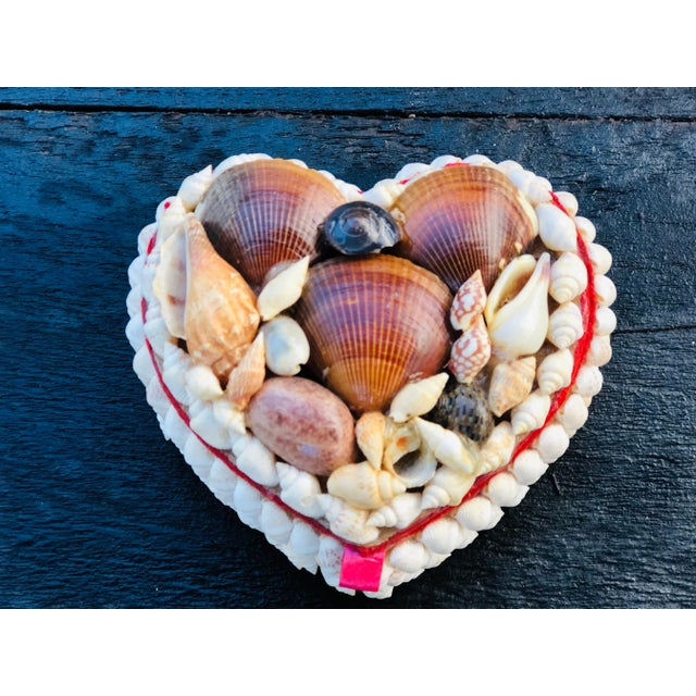 Rococo Heart Shaped Folk Art Boxes Encrusted With Shells - a Pair For Sale - Image 3 of 10