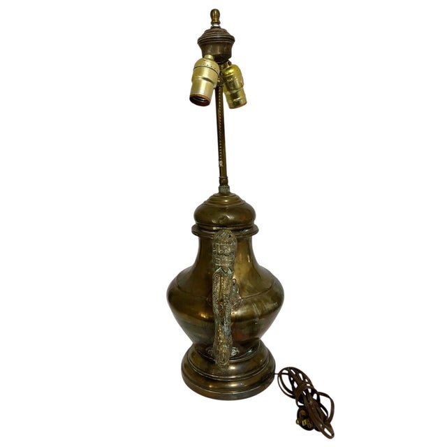 Antique Brass 2-Light Dragon Teapot Table Lamp For Sale - Image 4 of 8