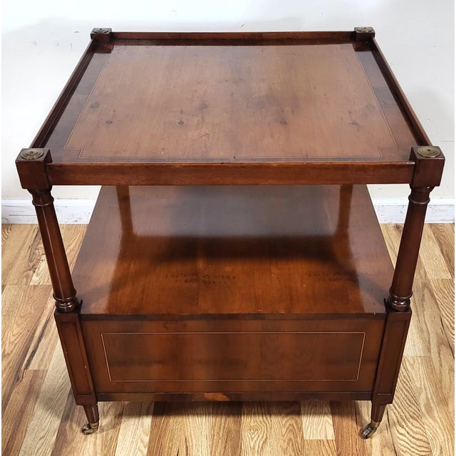 Wood Vintage American Mahogany Double Door Two Tier Sofa End Table Cabinet For Sale - Image 7 of 14