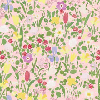 Sample - Daffodils Wallpaper by Paule Marrot in Pink For Sale