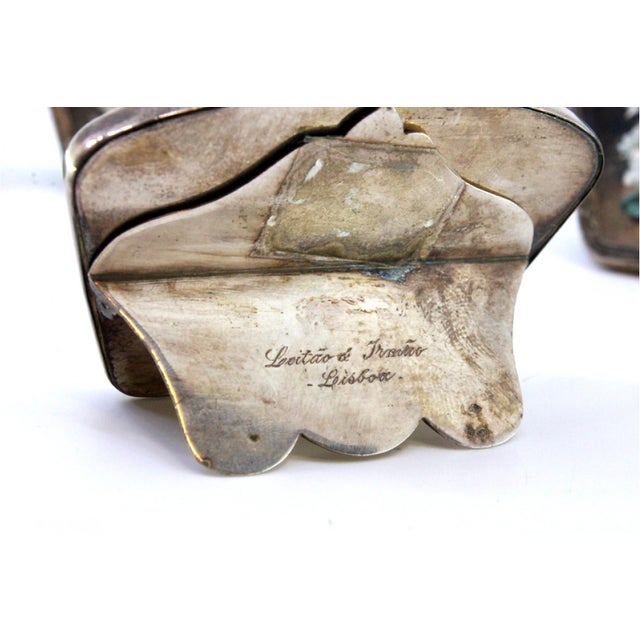 Silver Place Markers with Strips and Support Brackets, Set of 5, in Very Good conditions. Designed 1890 to 1919 This piece...