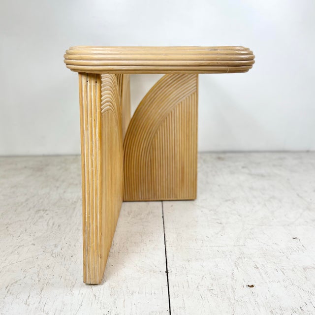 Vintage Pencil Reed Rattan Arch Console Table For Sale - Image 11 of 12