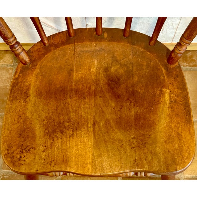 Solid Hard Rock Maple Colonial, Pub Style Spindle Back Side or Dining Chair For Sale - Image 4 of 12