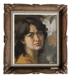 Alfejs Bromults, Mara's Portrait, 1986, Oil on Cardboard