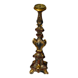 20 C Italian Wood Gold Leaf Regency Tall Candlestick