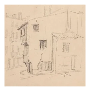 Maxime Juan - Houses - Original Pencil - Mid-20th Century