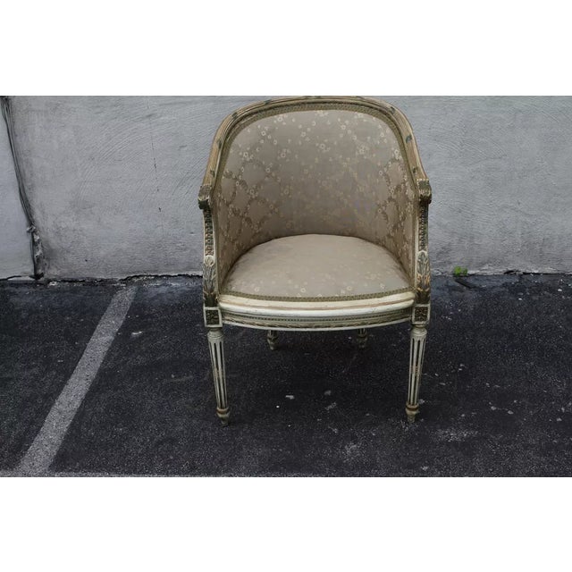 Early 20th Century Early 20th Century French Louis XVI Style Hand Painted Carved Chair, New Upholstery For Sale - Image 5 of 9