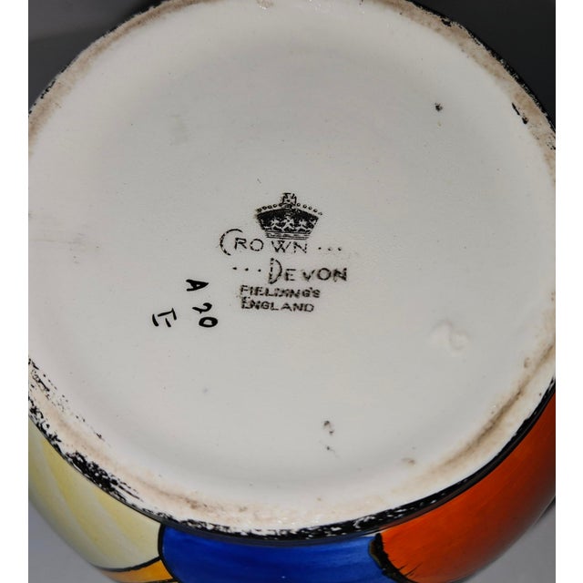 Ceramic Art Deco Hand-Painted Geometric Jug from Crown Devon, 1930s For Sale - Image 7 of 8