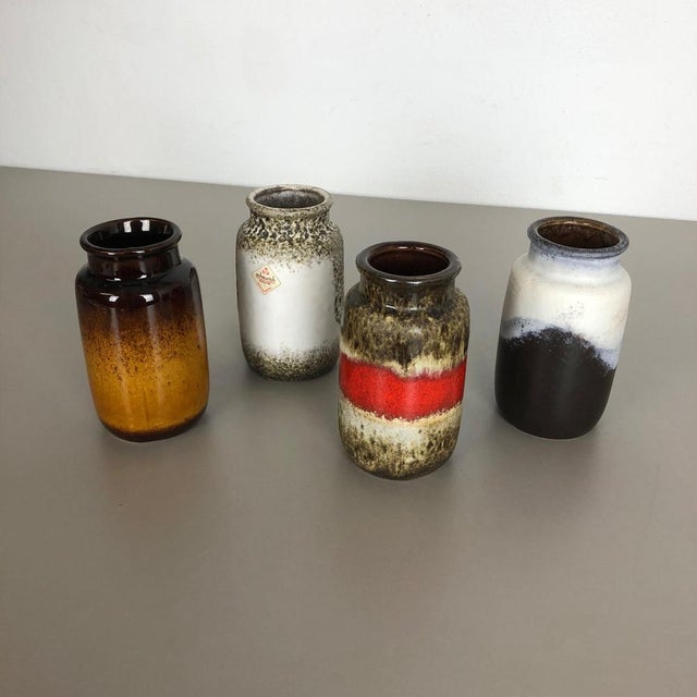 Vintage Pottery Fat Lava 231-15 Vases from Scheurich, Germany, 1970s, Set of 4 For Sale - Image 13 of 16
