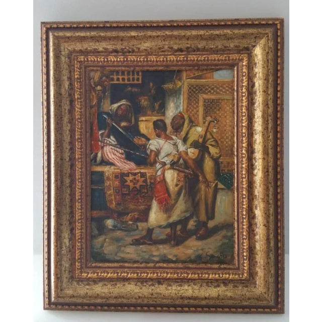 L. Sanchez, Figurative Scene, 1970s, Oil on Board For Sale - Image 5 of 5