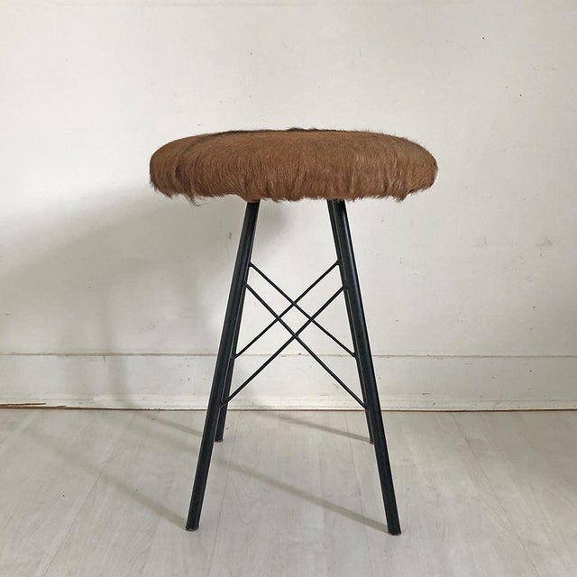 Vintage Cowhide Stool, 1970s, in Very Good conditions. Designed 1970 to 1979