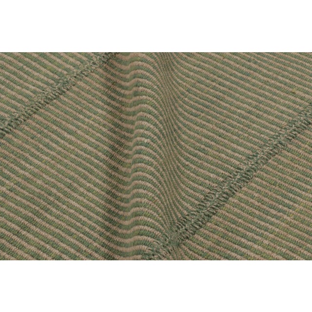 Green Rug & Kilim’s Contemporary Kilim With Tonal Green Stripes For Sale - Image 8 of 9