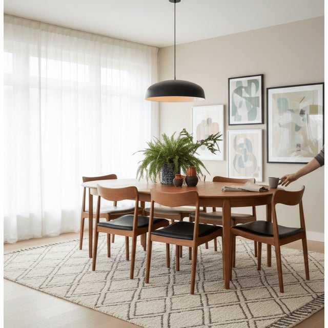 Teak Chairs with Black Leather Seats by Henning Kjærnulf for Korup Stolefabrik, 1960s, Set of 4 For Sale - Image 4 of 14