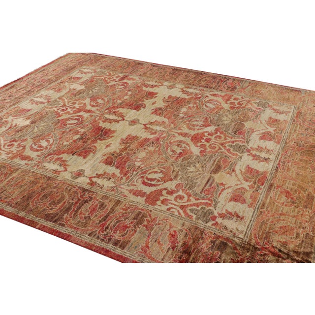 Rug & Kilim Rug & Kilim's Polonaise Style Rug in Red With Beige-Brown Floral Patterns For Sale - Image 4 of 8