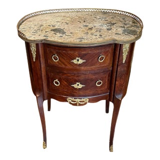 Late 19th Century Louis XVI Style Fruitwood Marquetry 2-Drawer Commode For Sale