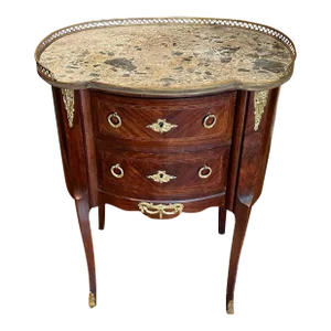 Late 19th Century Louis XVI Style Fruitwood Marquetry 2-Drawer Commode