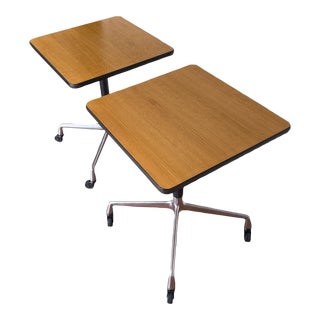 Mid-Century Modern Eames Herman Miller Rolling Side Tables, Set of Two For Sale