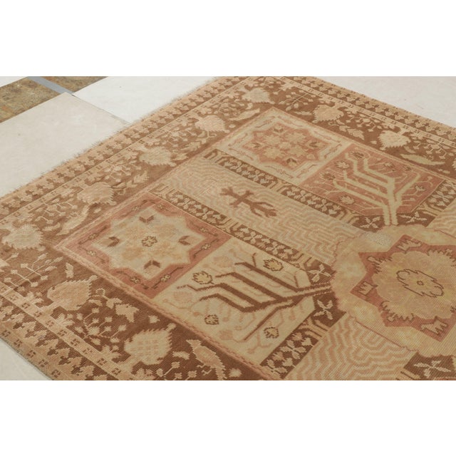 1920s Antique Persian Rug in Beige, Brown and Light Red Garden Design For Sale - Image 5 of 7