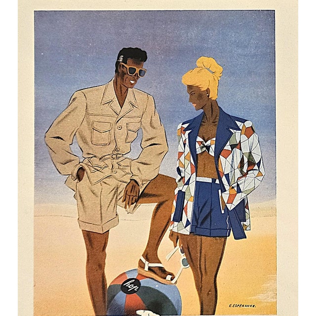 This is a 1948 Mid-Century French fashion print for summer beachwear. It is original to 1948 and NOT a recent reproduction...