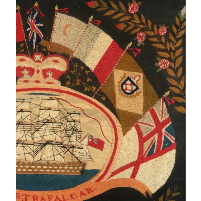Mid 19th Century British Sailor's Flag of Nations Woolwork of HMS Trafalgar For Sale - Image 5 of 9