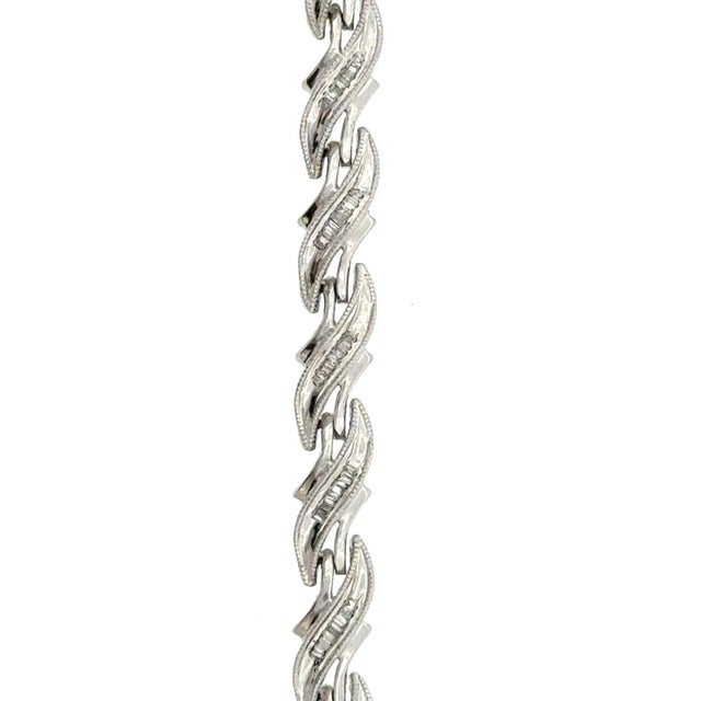 Early 21st Century Silver 925 Diamond Baguette Tennis Bracelet For Sale - Image 5 of 5