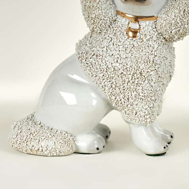 White Pair of Antique English Staffordshire Poodle Figures For Sale - Image 8 of 15