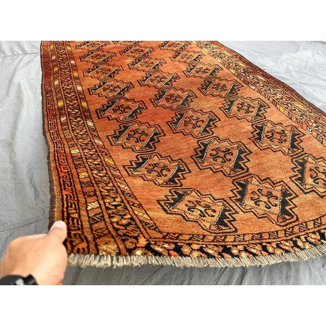 Tribal Rust Jowal Gul Hand-Knotted Wool Rug - 6'3" X 3'11" For Sale - Image 3 of 11